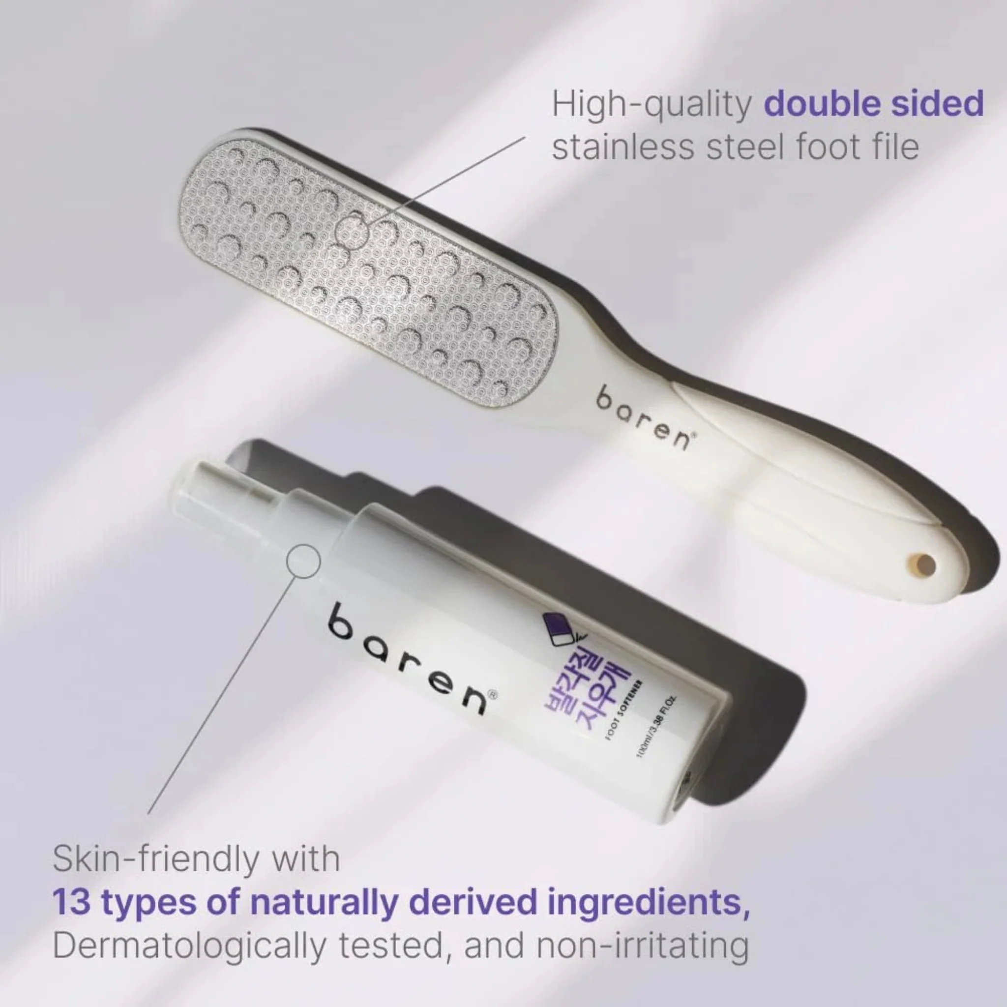 BAREN Callus Remover Kit for Feet: Foot File & Peeling Foot Spray - Image 3