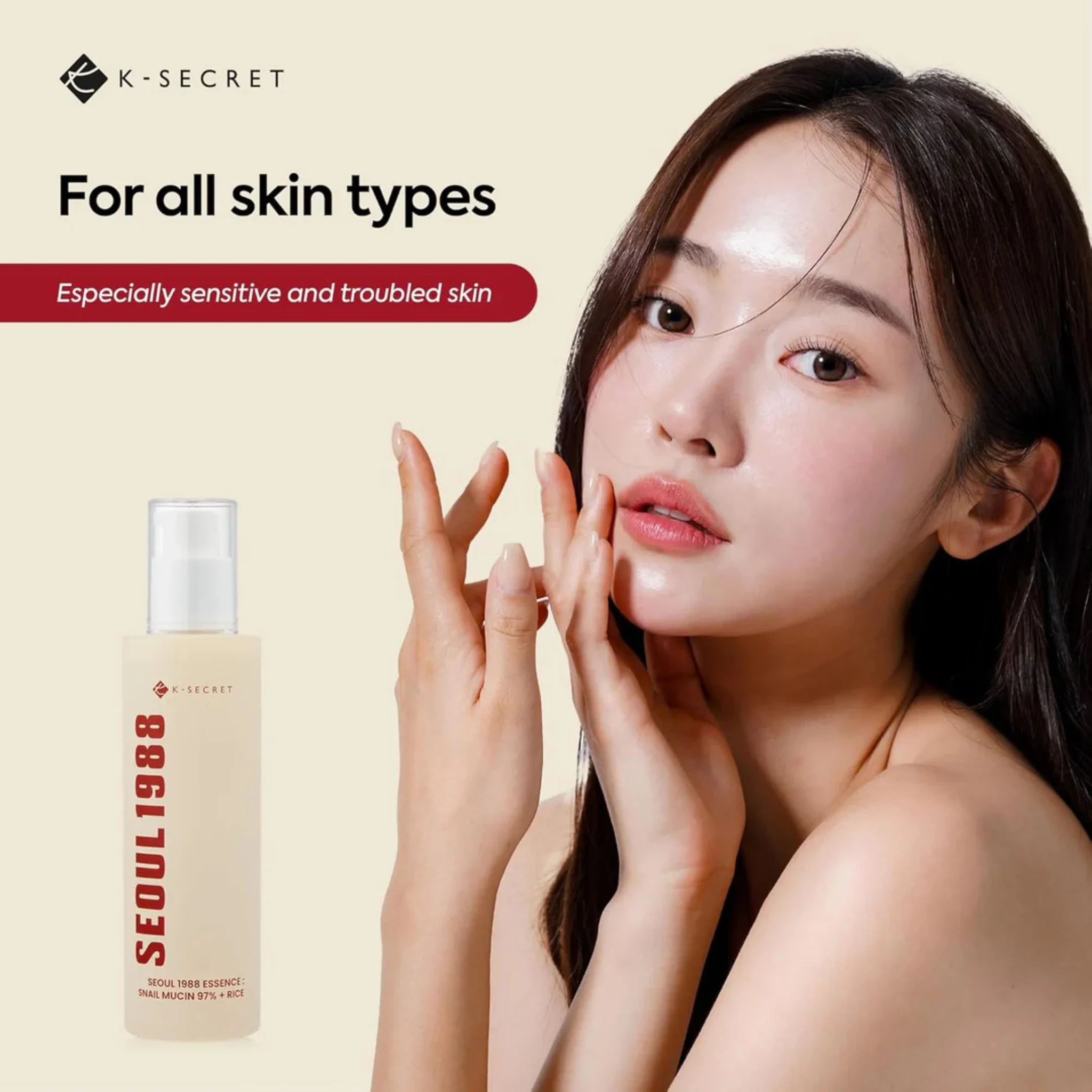 K-SECRET SEOUL 1988 Essence Snail Mucin 97% + Rice 100ml - Image 5