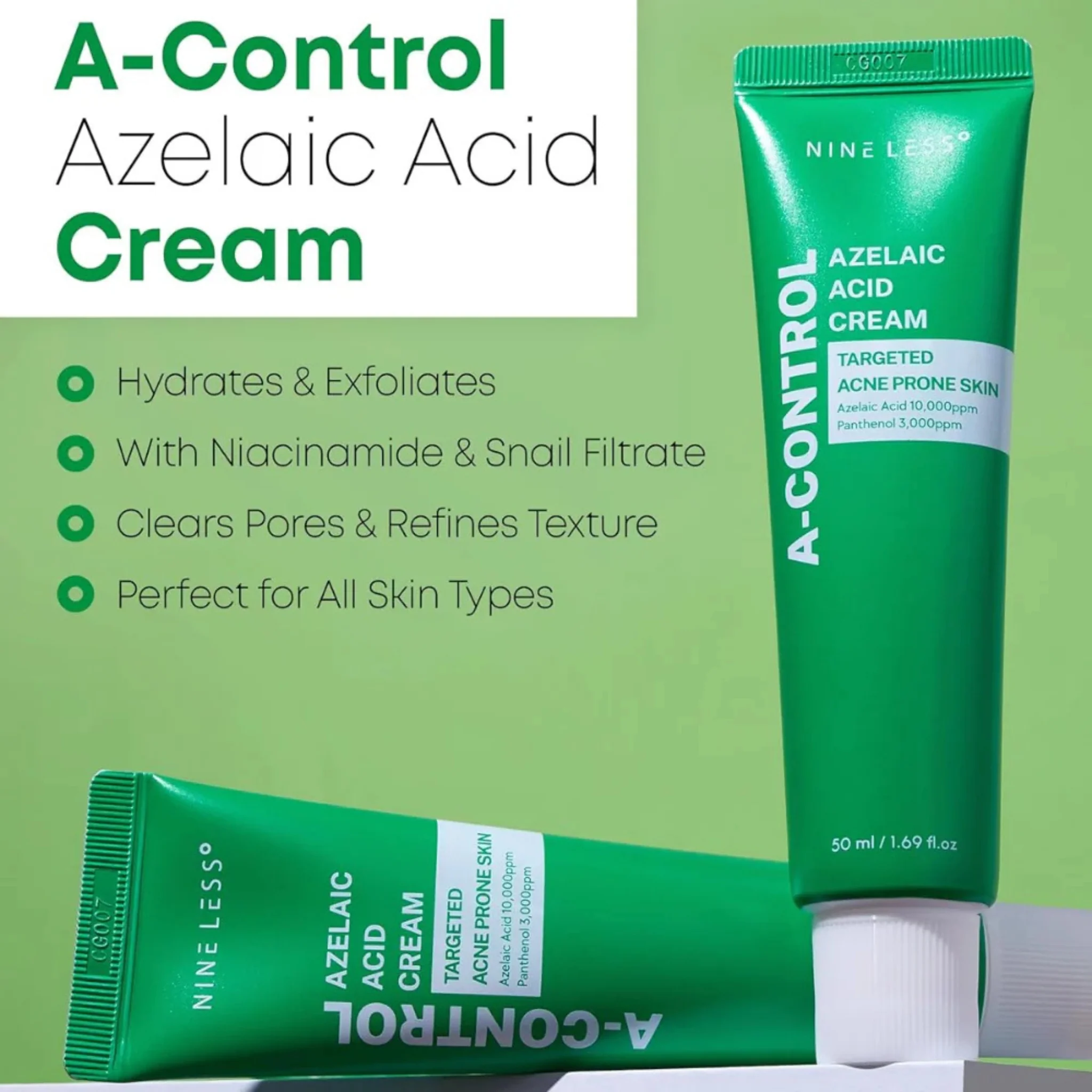 NINE LESS A-Control Azelaic Acid Cream 50ml - Image 5
