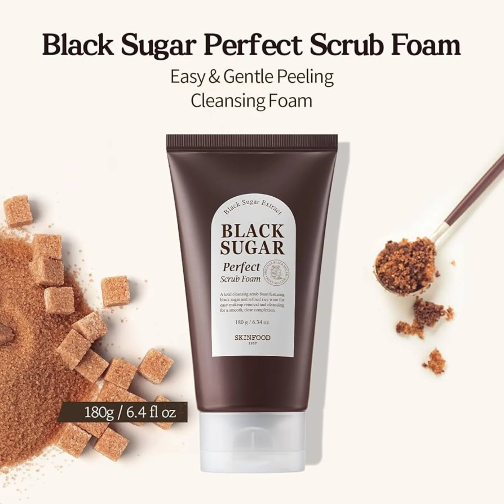 SKINFOOD Black Sugar Perfect Scrub Foam 180ml - Image 4