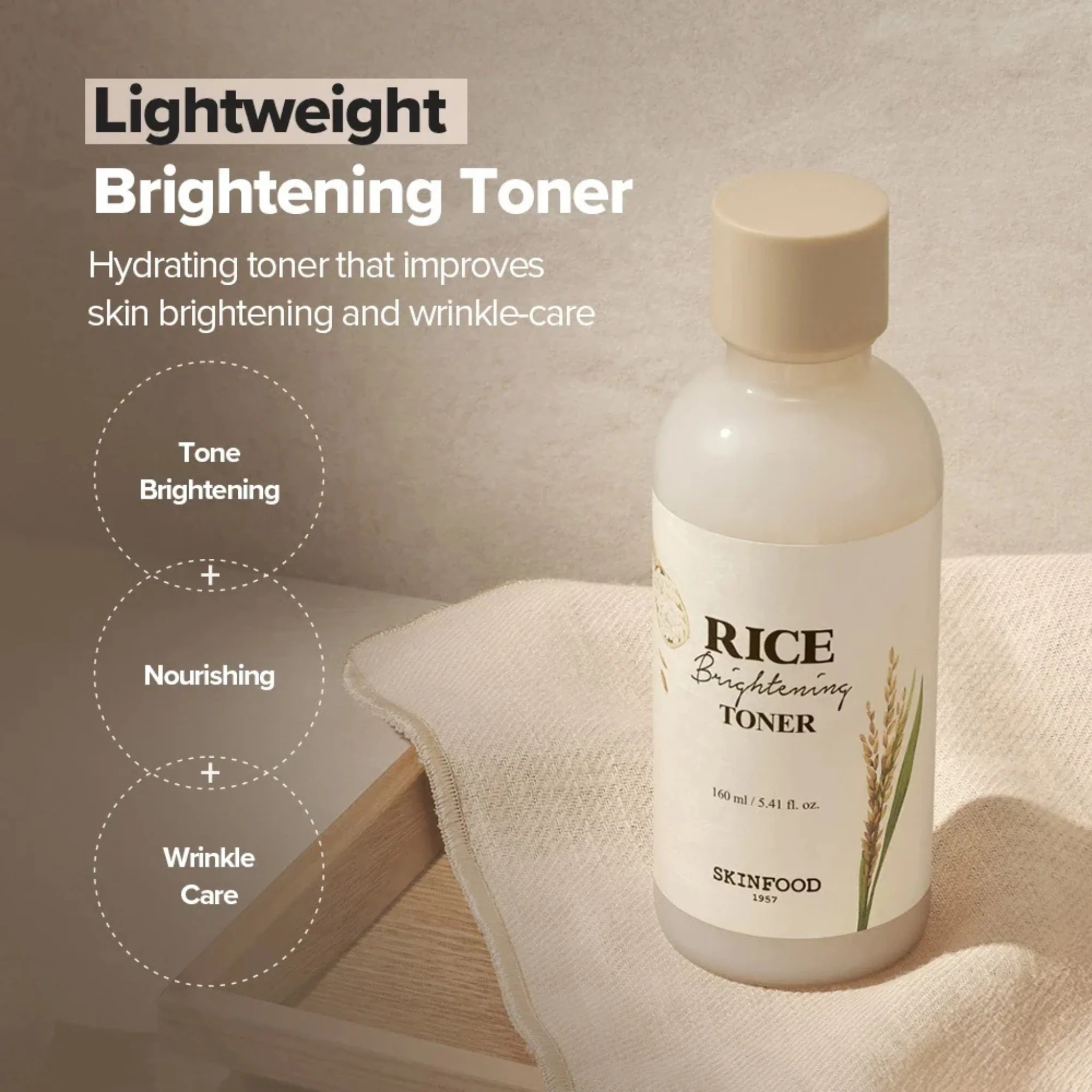 SKINFOOD Rice Brightening Toner 160ml - Image 2