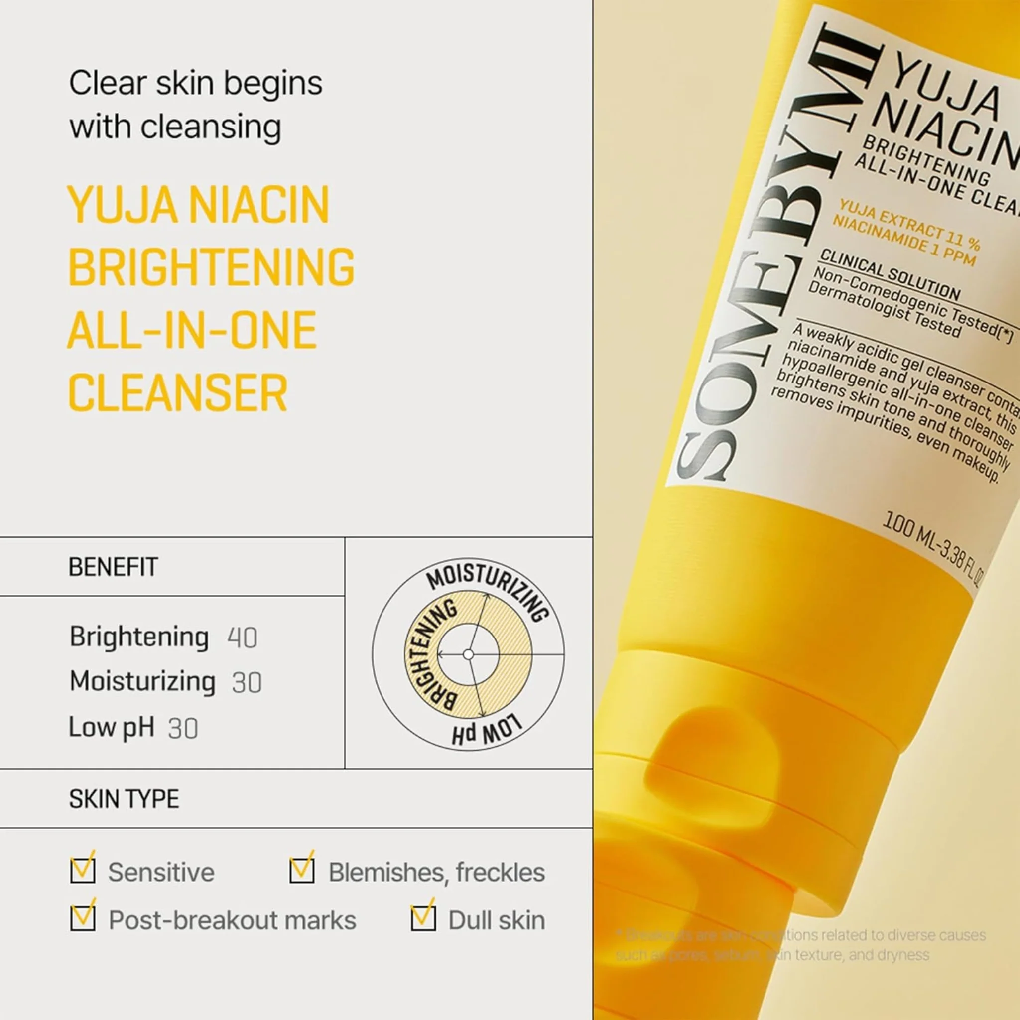 SOME BY MI Yuja Niacin Brightening All-In-One Cleanser 100ml - Image 2